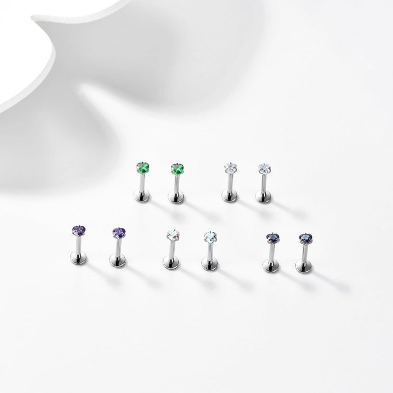 TOMIDES G23 Titanium Lip Rook Labret Studs Helix Tragus Earring Set 16G Threadless CZ Nose Stud Hypoallergenic Conch Lobe Cartilage Push Back Monroe Piercing Jewelry - Image 3